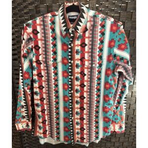 Vintage Wrangler Cowboy Cut Button Up Shirt Mens Size 16.5 Western USA